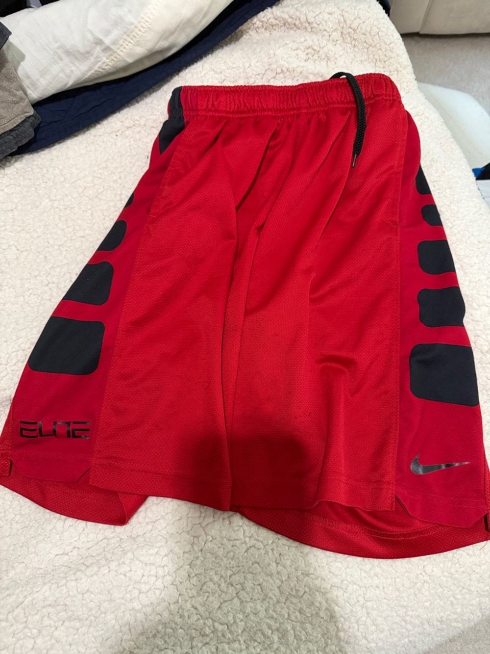 Nike Elite  Red Basketball athletic Mesh Shorts with Black Accent